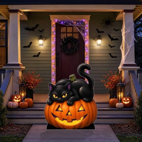 Pumpkin Cat Halloween Cardboard Cutout Standee - 2 FT Freestanding Decor