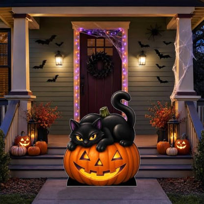 Pumpkin Cat Halloween Cardboard Cutout Standee - 2 FT Freestanding Decor
