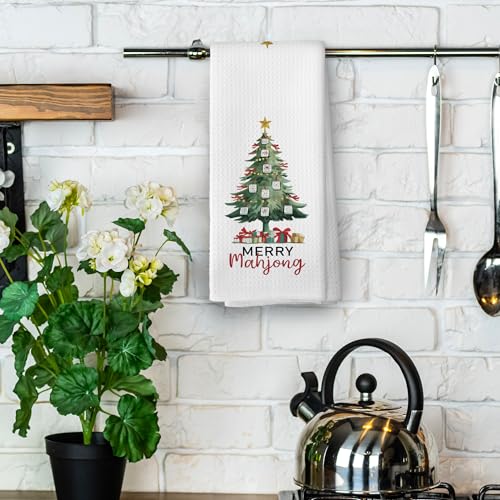 Christmas Mahjong Tree Kitchen Towels - Mahjong Gifts Dish Towels - Holiday Decor 16x24 Inches - Variation of THIS listing