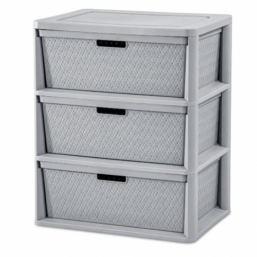 Gray 3 Drawer Plastic Storage Organizer Tower - No Tools Assembly