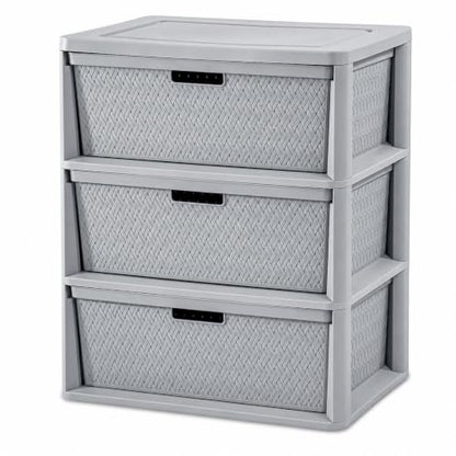 Gray 3 Drawer Plastic Storage Organizer Tower - No Tools Assembly