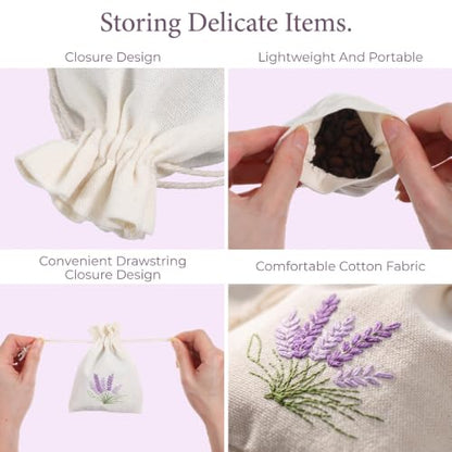 10 Pack Cotton Sachet Bags with Drawstring for Lavender and Herbs