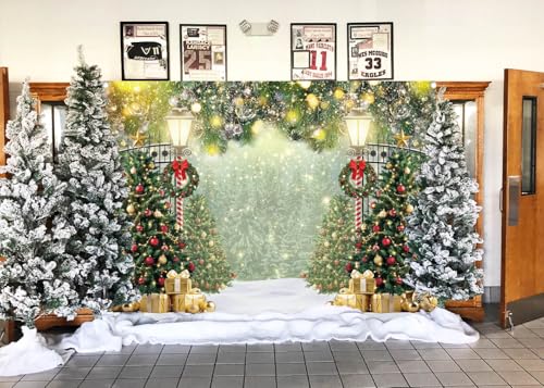Winter Christmas Tree Backdrop 7x5ft Xmas Pine Tree Photography Background Holiday Banner Props Variation of 7x5FT(2.1m x 1.5m)