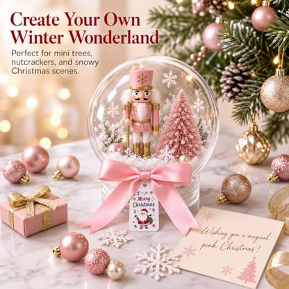 Christmas Snow Globe DIY Kit - Clear Plastic Globe with Decorations & Bow
