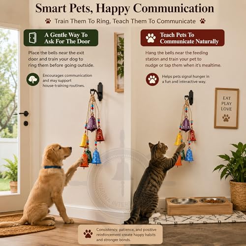 Holiday Christmas Bells Decoration Set with Hanging Ropes - Multicolor, 6 Pieces