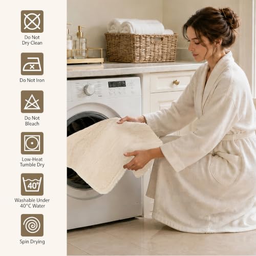 Ivory Bathroom Rug 17x24 Absorbent Quick Dry Non Slip Washable Mat
