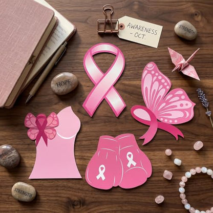 Pink Ribbon Breast Cancer Awareness Decor - 400pcs Cutouts, Variation: Pink Ribbon
