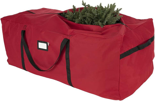Santa's Bags Red Duffle Bag - X-Large 9-Foot Christmas Tree Storage for Artificial Trees - Durable 300D Poly-Blend Fabric
