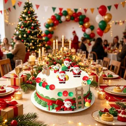 24pcs Christmas Cake Topper Set with Santa Gingerbread Bell & Balls
