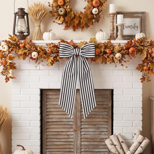Black & White Wreath Sash for Front Door - Fall, Halloween, Christmas Decor