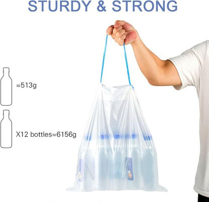 Charmount 4 Gallon Trash Bags - Drawstring Small Bags for Bathroom, Kitchen & Office | 60 Count