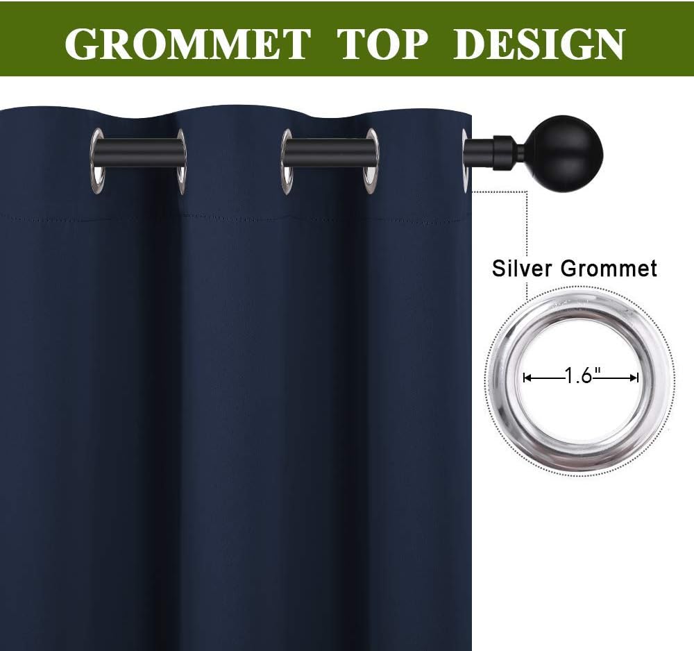 NICETOWN Blackout Curtains - All Season Thermal Insulated Grommet Drapes for Kids' Room | Navy, 34 x 63 Inch