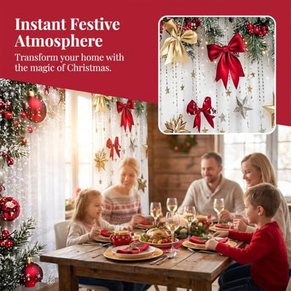 E 39x86 Inch Christmas Holiday Printed Curtains for Living Room - 2 Pieces