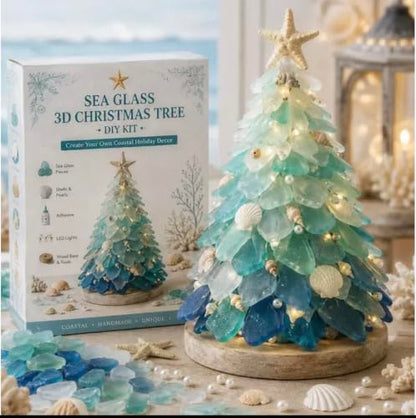 Sea Glass Art Kit for Adults with LED Light - Coastal Christmas Craft