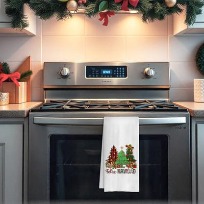 Christmas Kitchen Towels 16x24 Inch Feliz Navidad Spanish Holiday Dish Hand Towels - 16-Christmas Towel