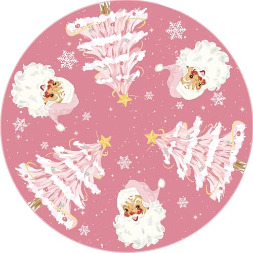 Pink Christmas Tree Skirt 48 Inch Festive Holiday Decor for Indoor & Outdoor Use