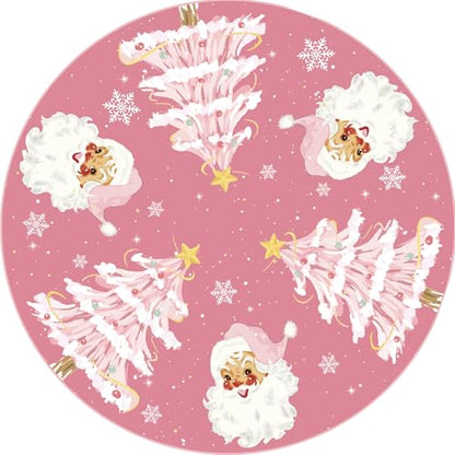Pink Christmas Tree Skirt 48 Inch Festive Holiday Decor for Indoor & Outdoor Use