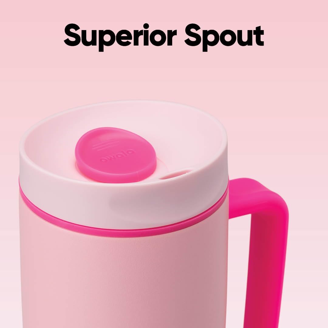 Owala SmoothSip Slider Travel Mug - 24 oz Insulated Stainless Steel | Leak Proof & BPA Free for Hot/Cold Drinks