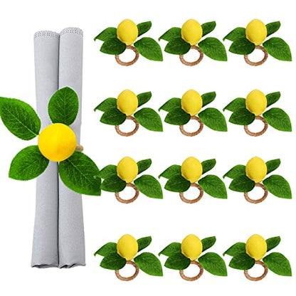 12-Pack Lemon Napkin Rings Set of 12 Faux Lemon Summer Farmhouse Table Decor