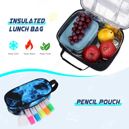 Kids Rolling Backpack Set with Lunch Bag & Pencil Case - Gamer Design, Durable & Water-Resistant, School & Travel Use