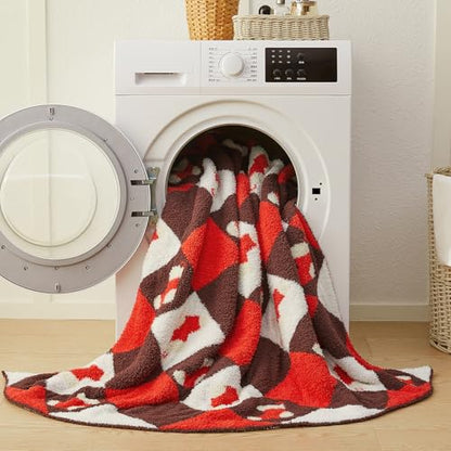 Christmas Knitted Throw Blanket - Ultra-Soft 60x80 with Stocking Pattern, Cozy Holiday Decor