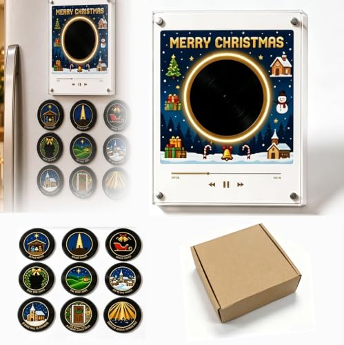 Christmas Vinyl Fridge Magnet Player with NFC Music Discs USB-C