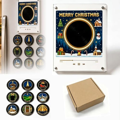 Christmas Vinyl Fridge Magnet Player with NFC Music Discs USB-C