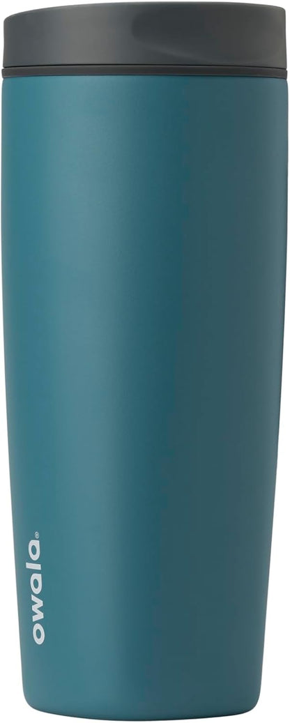 Owala SmoothSip Coffee Tumbler - Insulated Stainless Steel, BPA Free, 20 oz, Grey/Blue (High Dive)