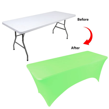 BDDC Table Covers for 6 Foot Tables, Spandex Table Covers 6ft, Light Green Table Cloths Rectangle 6ft for Events, Wedding, Banquets & Parties