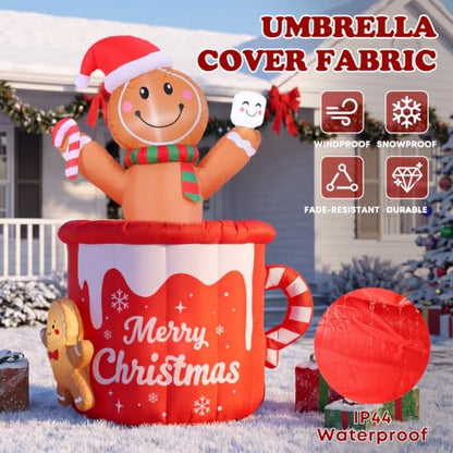 Animated Gingerbread Man Inflatable Christmas Decoration - 6 FT Outdoor Decor