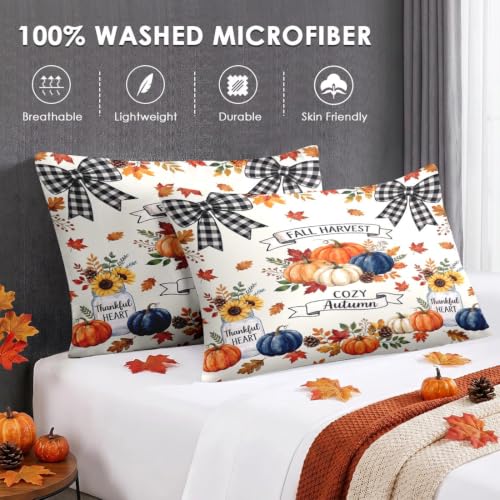 Full Size Fall Comforter Set with Pillowcases and Sheets - Rustic Pumpkin Bedding