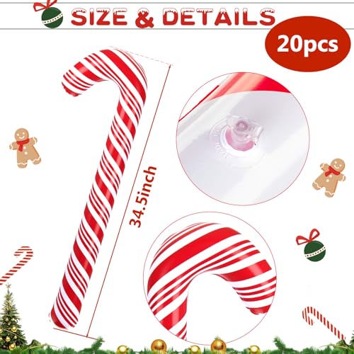 Cute Inflatable Candy Canes Christmas Decorations - 20 Pack 35 Inches