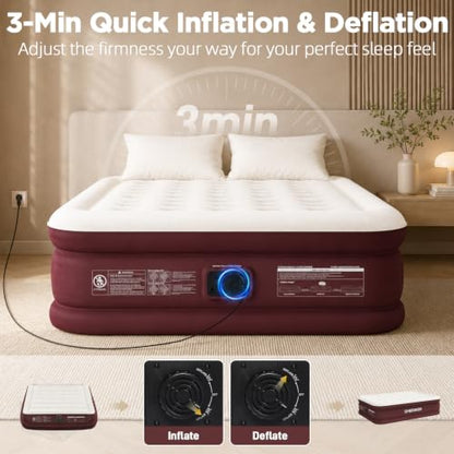 Queen Air Mattress with Built-In Pump, Leakproof, 180°C Heat Seal - Queen (U.S. Standard)
