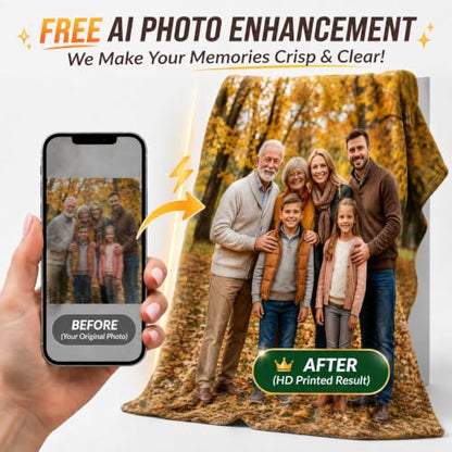 Personalized Photo Blanket 60x50 Inch Custom Soft Throw for Gifts