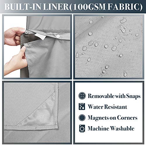N&Y HOME Waffle Weave Shower Curtain with Snap-in Fabric Liner & 12 Metal Hooks Set - Hotel Style, Waterproof & Washable, Heavyweight Fabric & Mesh Top Window - 71x72, Teal
