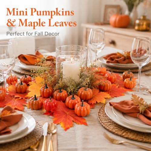 23PCS Artificial Mini Pumpkins for Fall Decor & Halloween Crafts