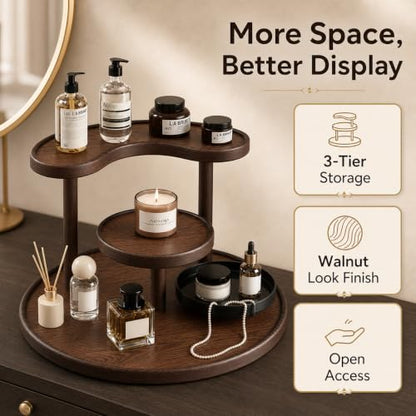Wood Look 3-Tier Perfume & Jewelry Organizer for Vanity & Bathroom