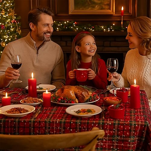 Christmas Tartan Red Green Snowflake Tablecloth 55x79in - Variation of THIS listing