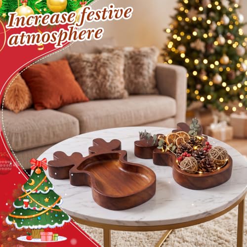 Elk Wooden Bowl Tray - Christmas Decor & Serving Platter - 8oz Capacity