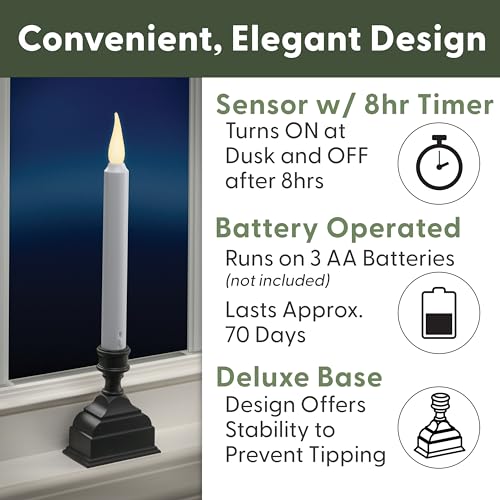 Antique Bronze Battery Operated LED Window Candle with Sensor & 8-Hour Timer - Pack of 4