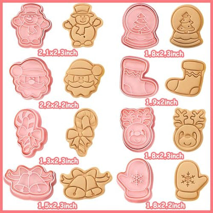 Mini Christmas Cookie Cutters Set - Xmas Theme Design with 4 Variations - Lutoku