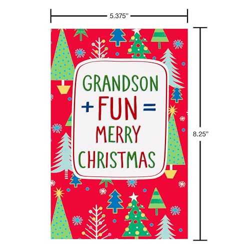 American Greetings Christmas Card for Grandson with Tree Pattern - Merry Christmas Message