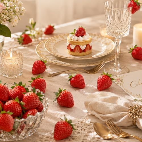 Artificial Red Strawberries - 120 Pcs Fake Fruit for Decoration & Display