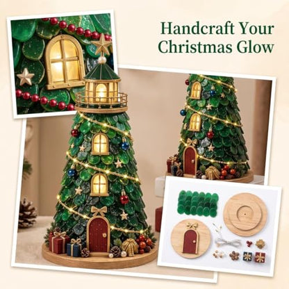Christmas DIY Lighted Sea Glass Kit - Holiday Craft with Built-in Lights and Sea Glass Pieces