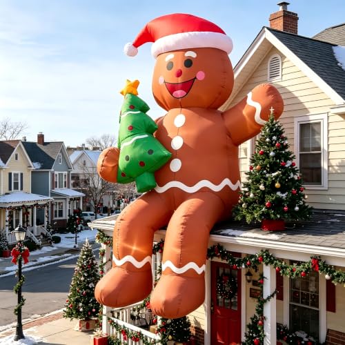 8.2FT Inflatable Gingerbread Man Christmas Decoration with LED Lights for Lawn Roof Garden
