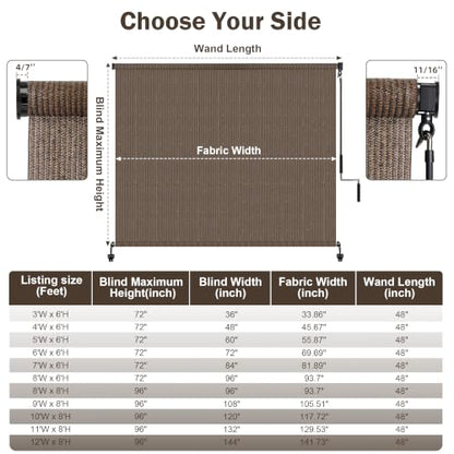 OKBA Outdoor Roller Shade 12 ft Wide x 8'H,Exterior Cordless Patio