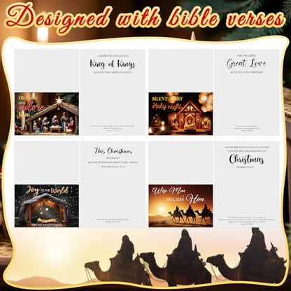Traditional 100 Pcs Christian Christmas Cards with Envelopes