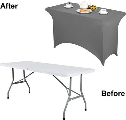 FORLIFE Spandex Table Covers - Fitted Stretch Tablecloths for Rectangular Tables | 4ft, Gray - Perfect for Weddings & Parties