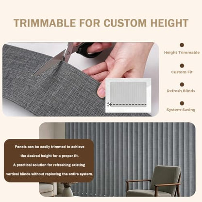 Vertical Blind Replacement Slats Blackout Grey 3.5x82.5 in 25 Pack