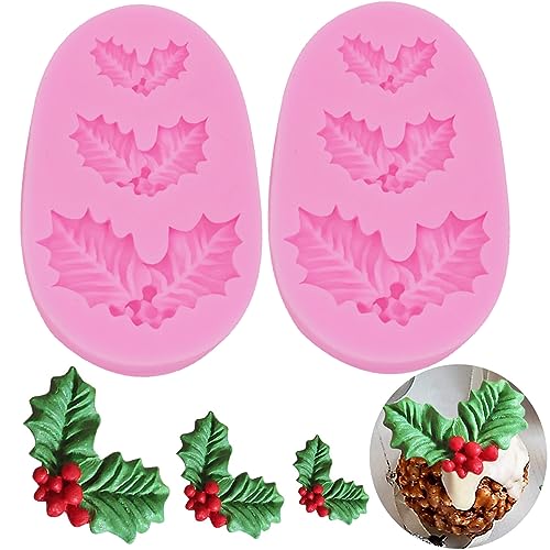 Christmas Holly Leaf Silicone Mold for Fondant Chocolate and Cake Decorations